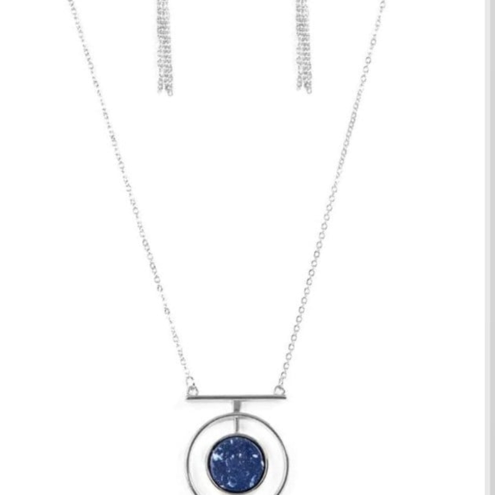 Paparazzi Silver Necklace with Blue Pendant Boulevard Bazaar Fashion Jewelry